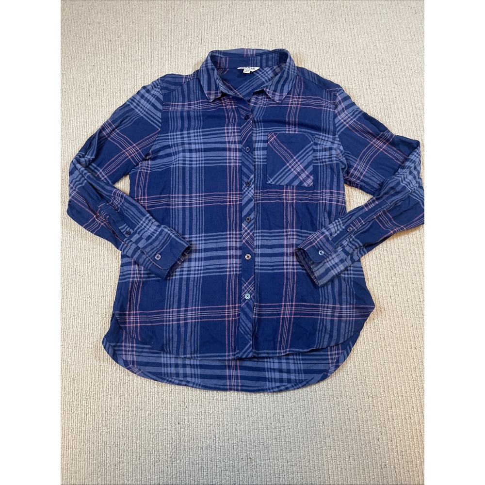 Orvis Women's Medium Plaid Lightweight Flannel Cotton Blend Button Up Shirt